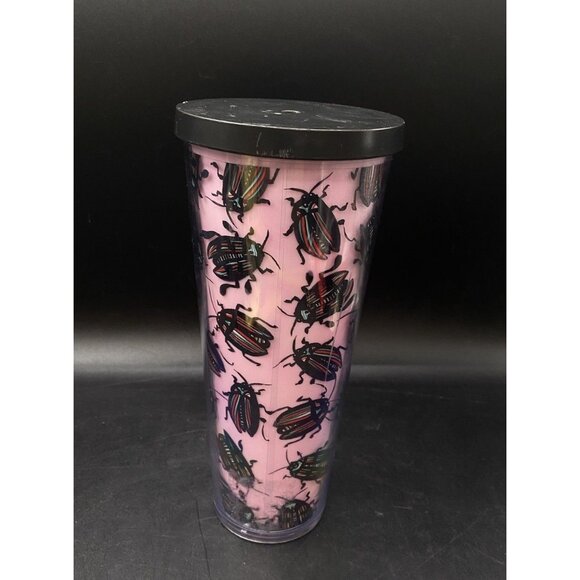 STARBUCKS Pink Beetle Bug Roach Mermaid Siren Logo Cold Cup Tumbler No Straw - Picture 8 of 8